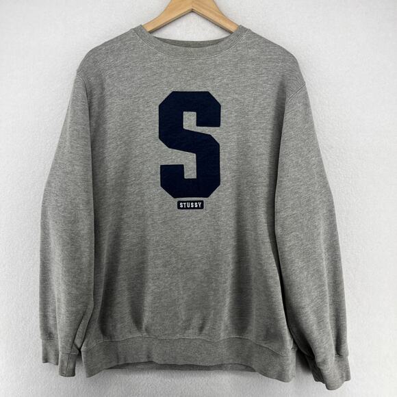 Stussy Other - STUSSY Sweatshirt Mens 2XL State Crew Fleece Pullover Cotton Blend Gray USA VTG